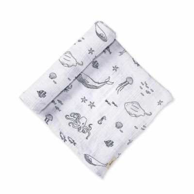 Bath & Clothing Pehr Baby Swaddles & Washcloths | Pehr Marine Life Aquatic Organic Cotton Swaddle