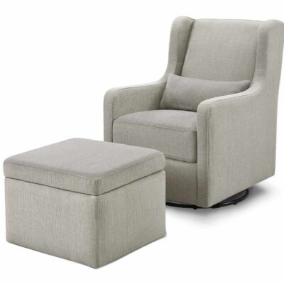 Nursery DaVinci Baby Nursing Chairs | Davinci Adrian Glider With Ottoman In Eco-Performance Fabric Performance Grey Linen