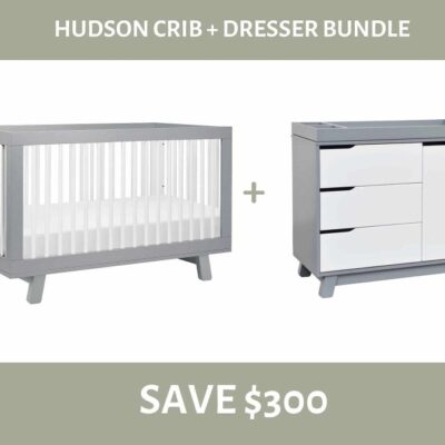 Nursery Babyletto Cribs & Cot Beds | Babyletto Hudson 3-In-1 Convertible Crib With Dresser Bundle (Grey/White)