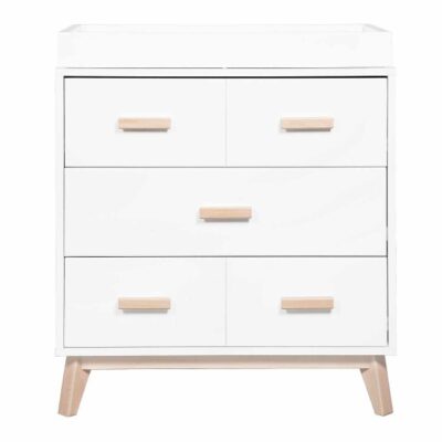 Nursery Babyletto Dressers & Changers | Babyletto Scoot 3-Drawer Dresser With Removable Changing Tray White And Washed